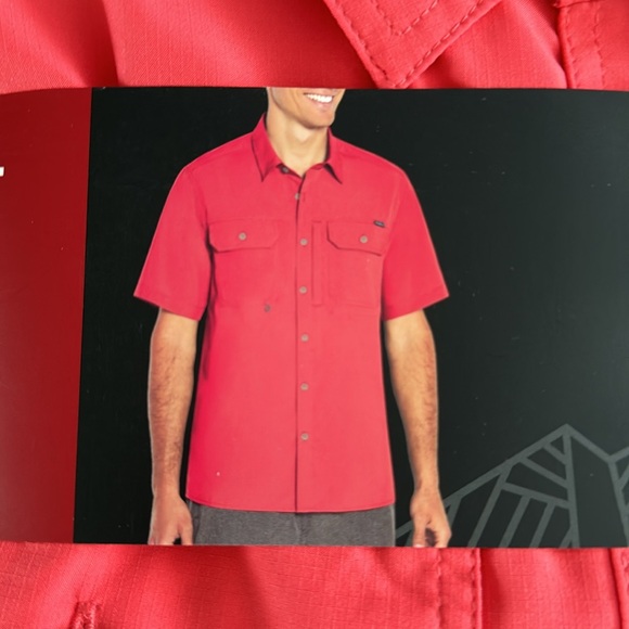 Eddie Bauer woven tech shirt, Fishing shirt, Coral, new with tags - Picture 2 of 6